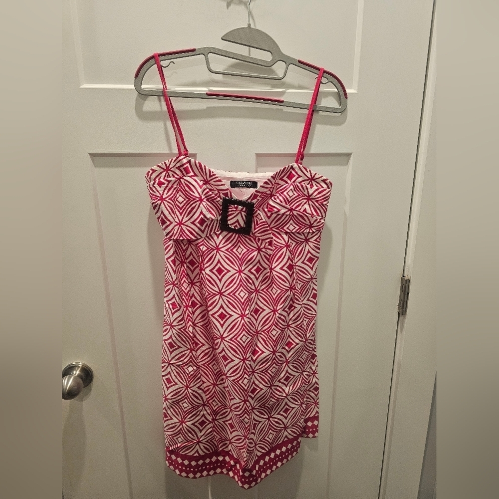 Signature London Style Pink & White Geometric Sundress Size M Adjustable Straps